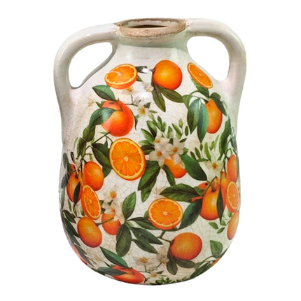 Ceramic vase with oranges print