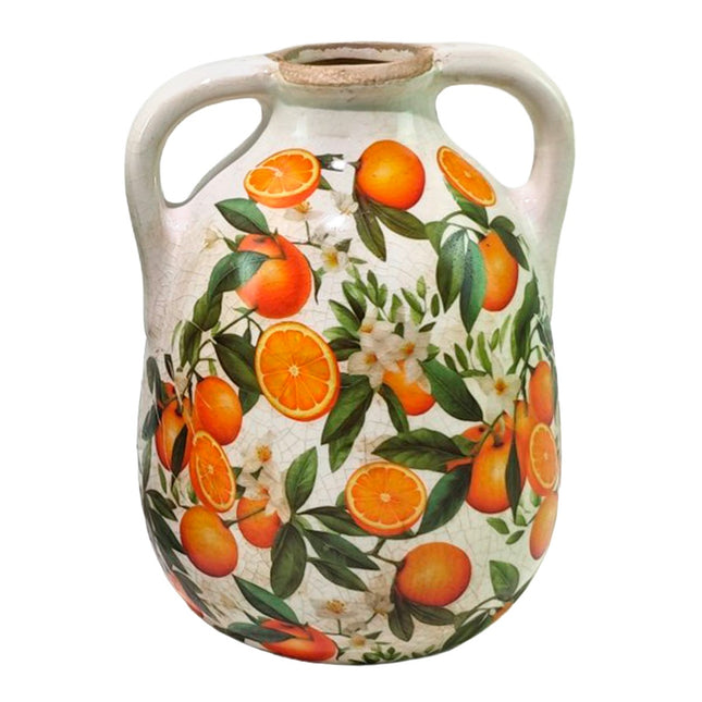 Ceramic vase with oranges print
