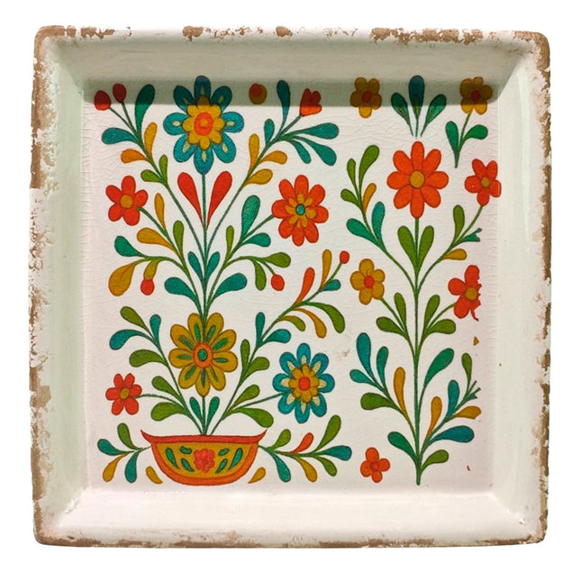 Ceramic square flower plate
