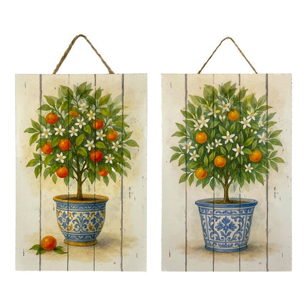 wall decoration orange trees - set of 2