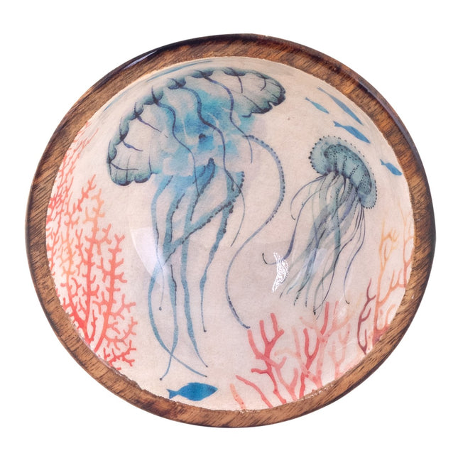wooden bowl with jellyfish print - small