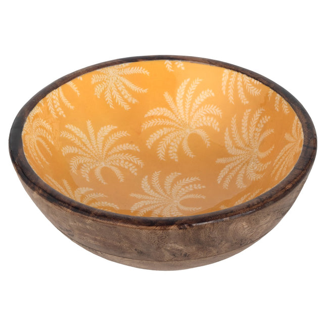 Medium bowl wood with palm tree decoration