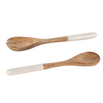 Wooden Salad Cutlery Mother of Pearl