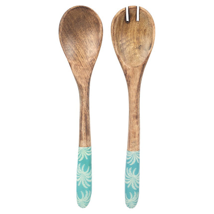 Wooden Spoon & Fork set - palm trees