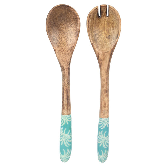 Wooden Spoon & Fork set - palm trees